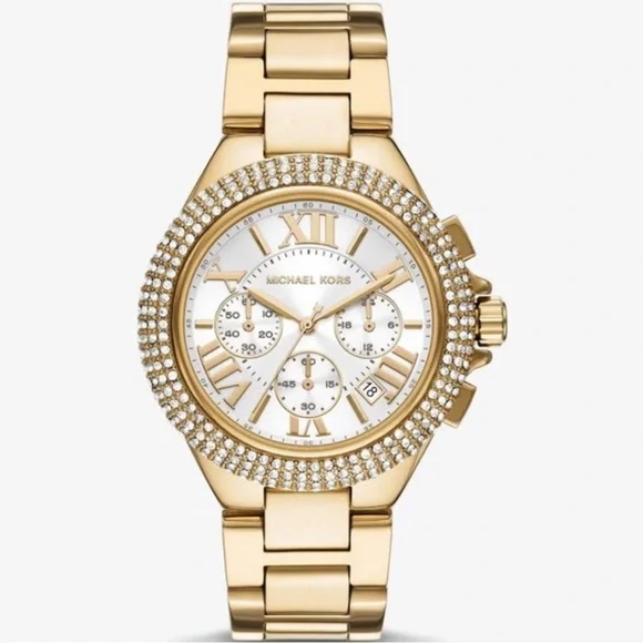 Michael Kors Gold Chronograph Watch with Crystal Bezel Michael Kors | Accessories | Michael Kors Gold Chronograph  main image 2